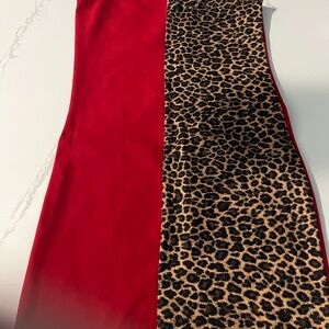 Red and Leopard Print Scarf